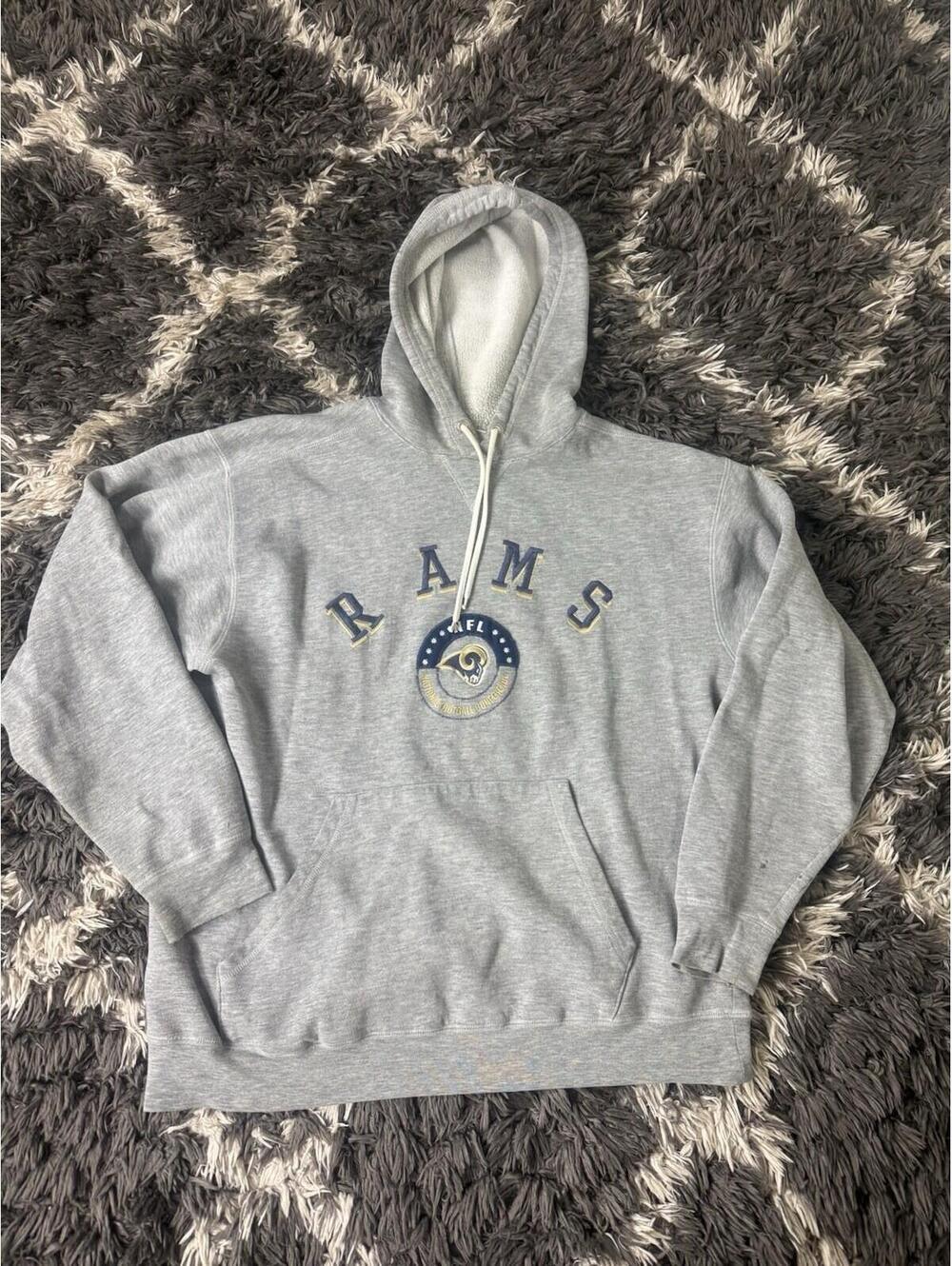 Vintage St Louis Rams Hoodie Adult Medium Gray Pullover Sweatshirt NFL Football